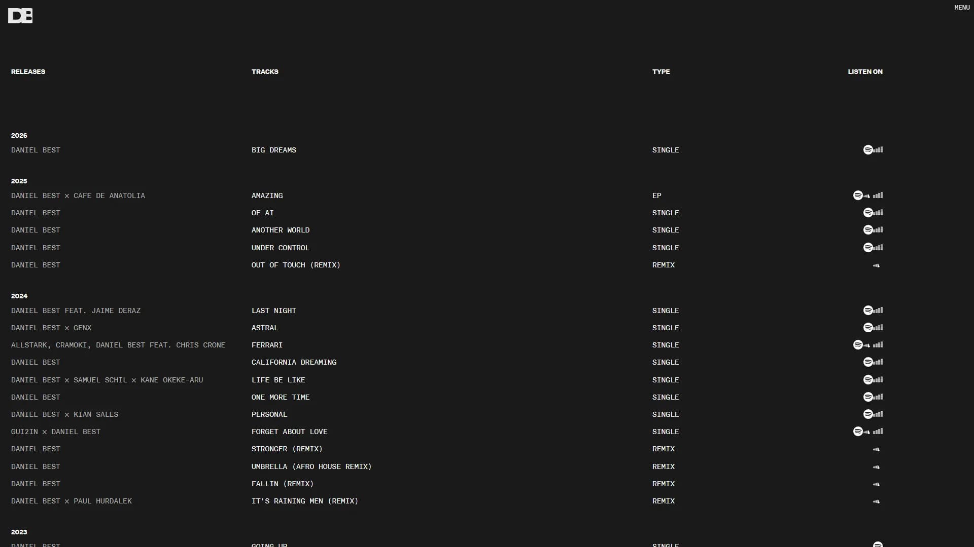DJ & Producer Website — Daniel Best — Screenshot 5